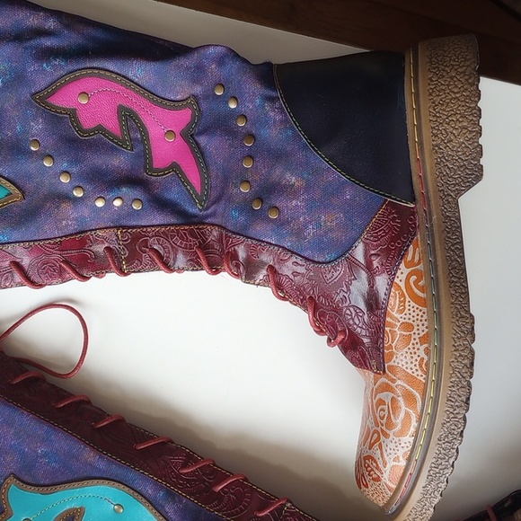 Purple And Blue Tie Dye Women's Boots